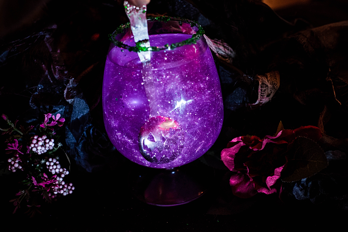 Purple Sanderson Sisters Hocus Pocus Cocktail with Bakell Edible